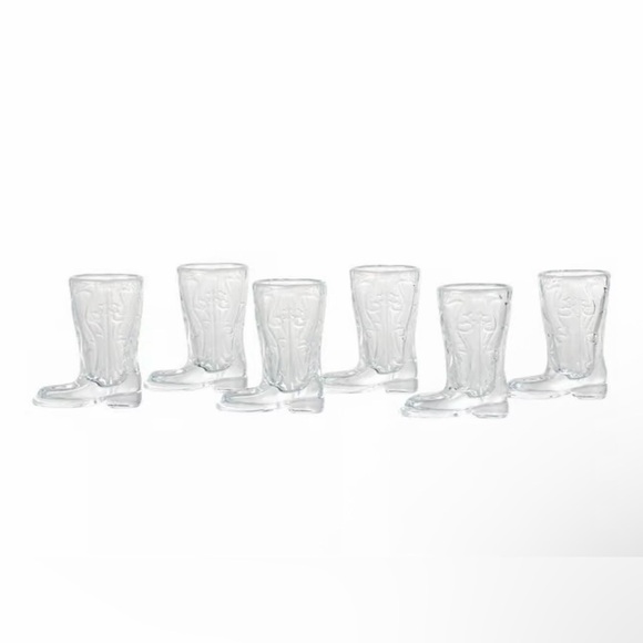Home Essentials Set of 6 Boot Shot Glasses - Clear NIB - Picture 2 of 4